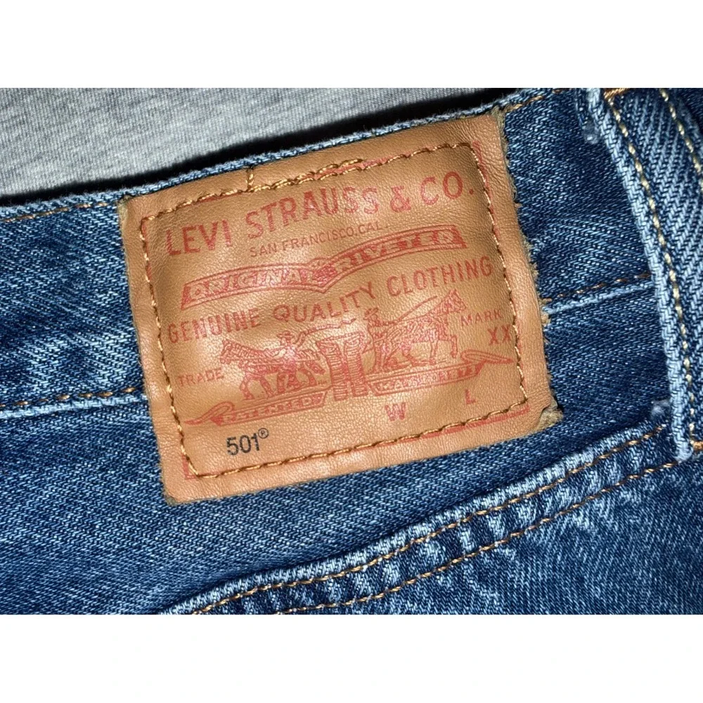 Levis Premium 501 Straight Leg Blue Jeans Dark Wash Size 28x32 Streetwear Denim